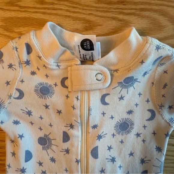 Hanna Andersson Pajamas Sleeper Moon and Stars Celestial Light Blue White 0-3m - Picture 2 of 7